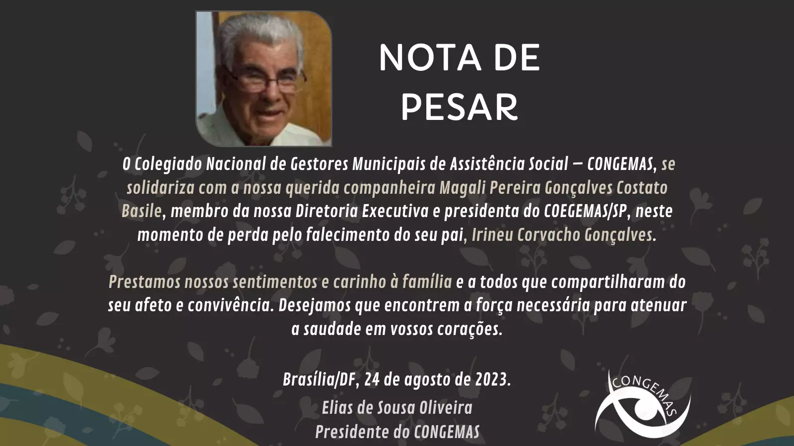 Nota de Pesar - Irineu Corvacho Gonçalves